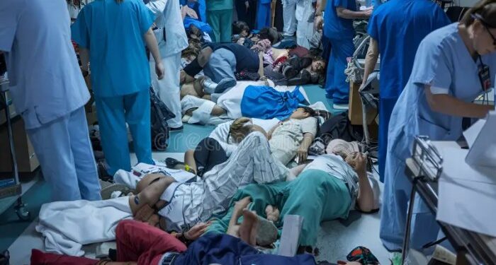 Healthcare Workers Battle Overcrowding in Emergency Rooms Stock ...